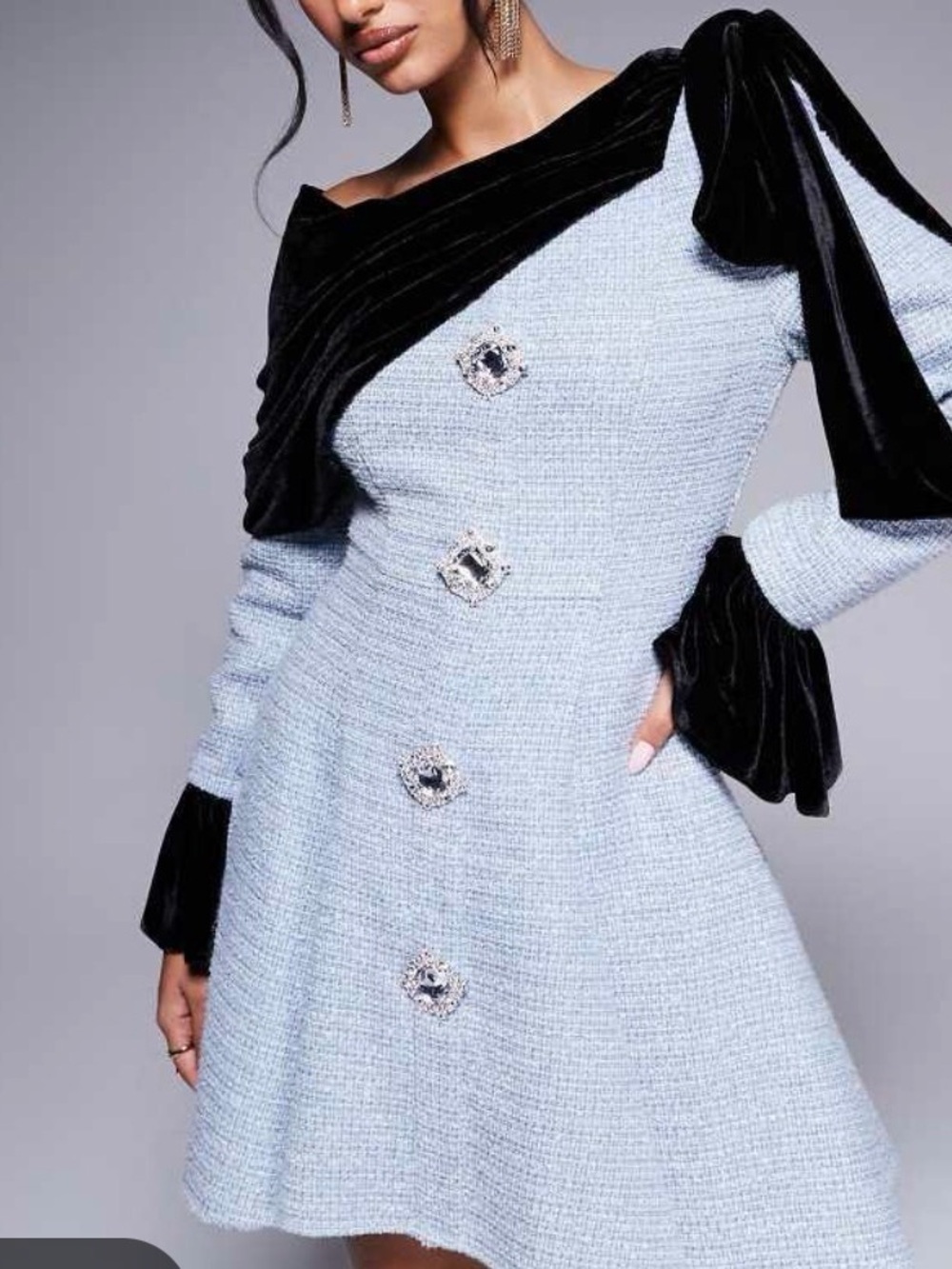 Asos Blue & VelvetBlack Mini Dress Like New